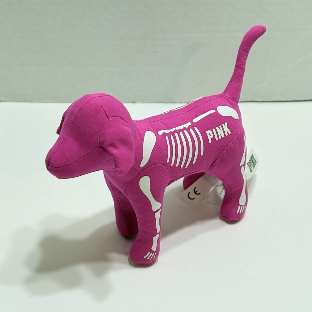 Victoria's Secret Pink Limited Edition 2023 Skeleton Mini Dog Plush Pink VS